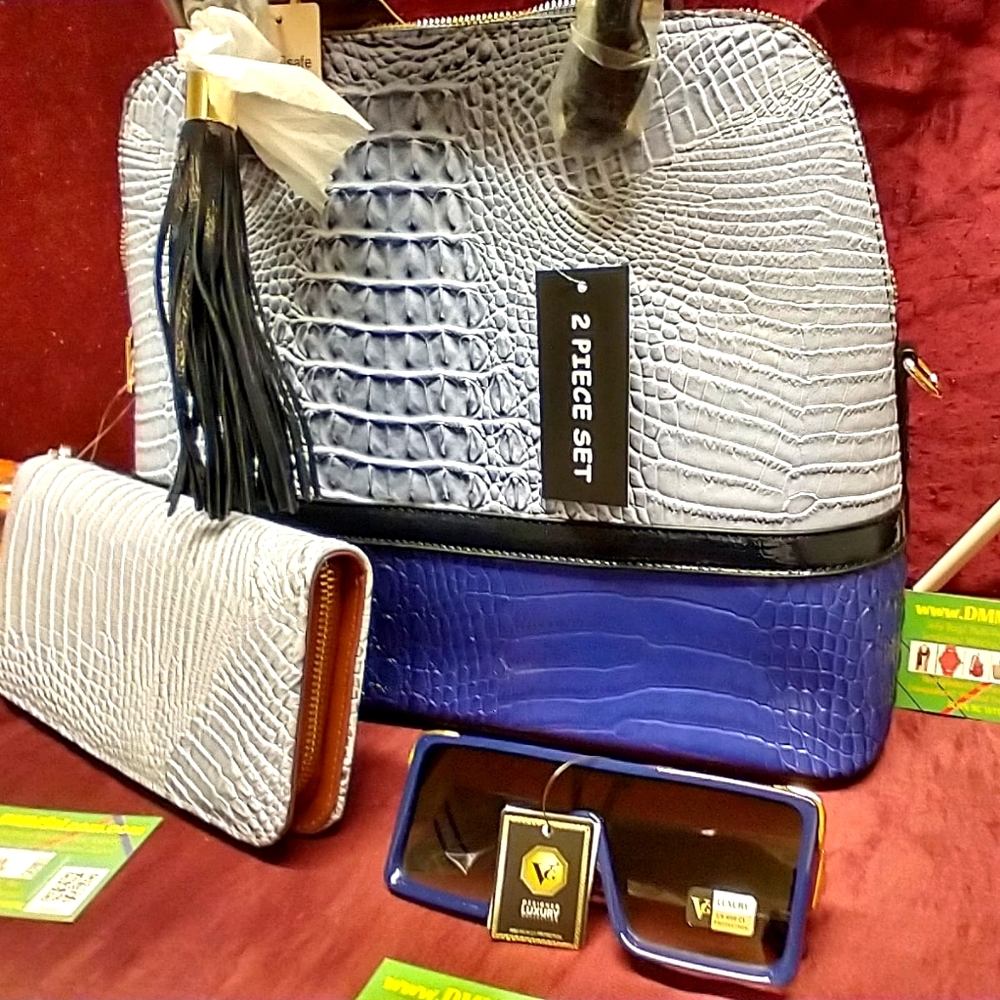 "Crocodile" 2pc Handbag/Wallet Set Bundle